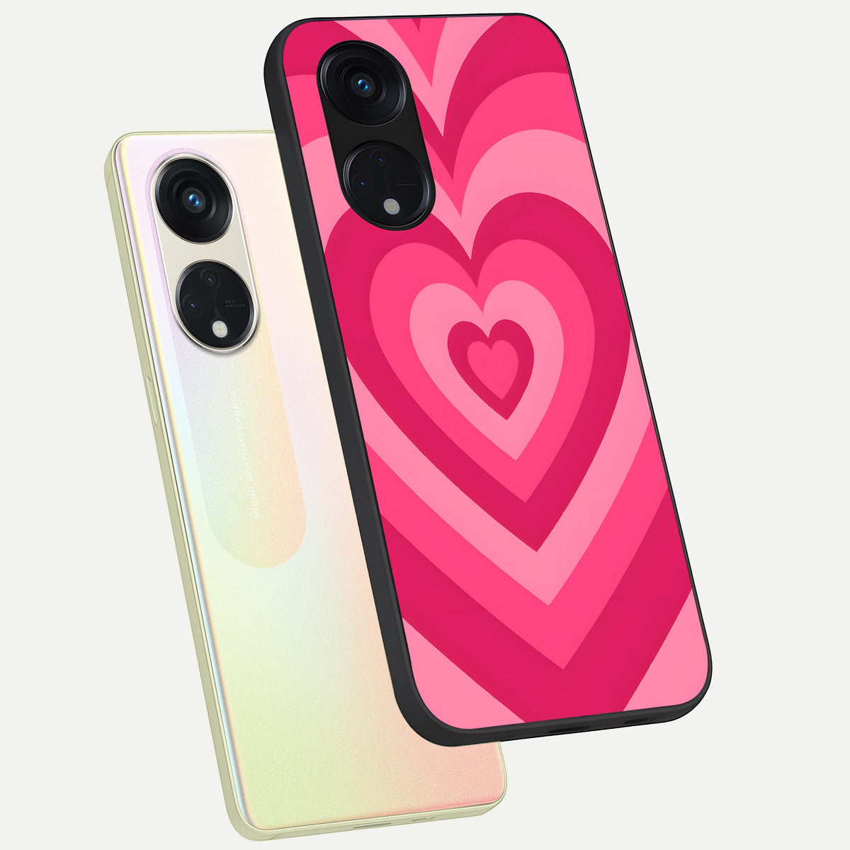  Layered Love Hearts phone case For Oppo Reno 8T 5G showing premium glass back cover with detailed artwork