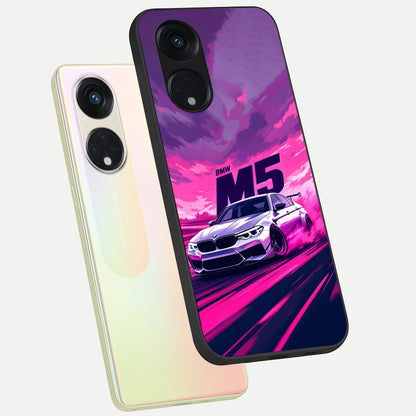  MS Neon Car phone case For Oppo Reno 8T 5G showing premium glass back cover with detailed artwork