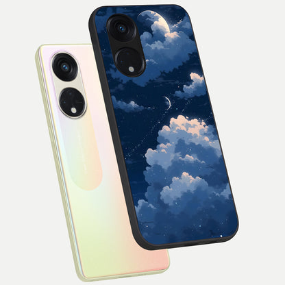  Moon Dream Haze phone case For Oppo Reno 8T 5G showing premium glass back cover with detailed artwork