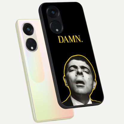  Mr Bean Damn phone case For Oppo Reno 8T 5G showing premium glass back cover with detailed artwork