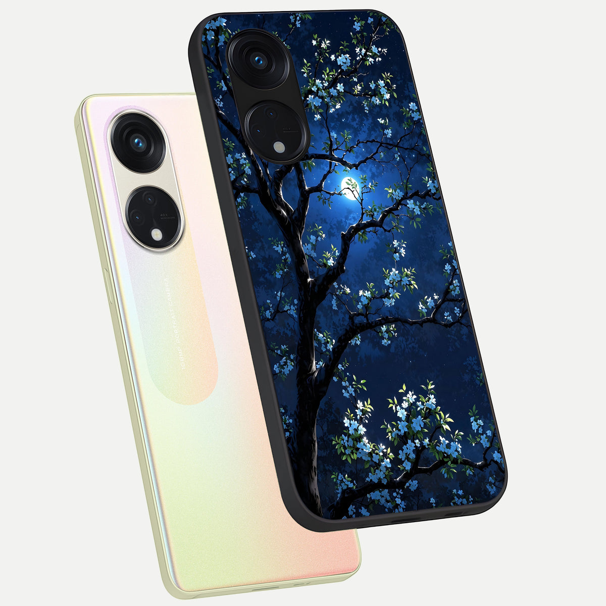  Mystic Floral Night phone case For Oppo Reno 8T 5G showing premium glass back cover with detailed artwork