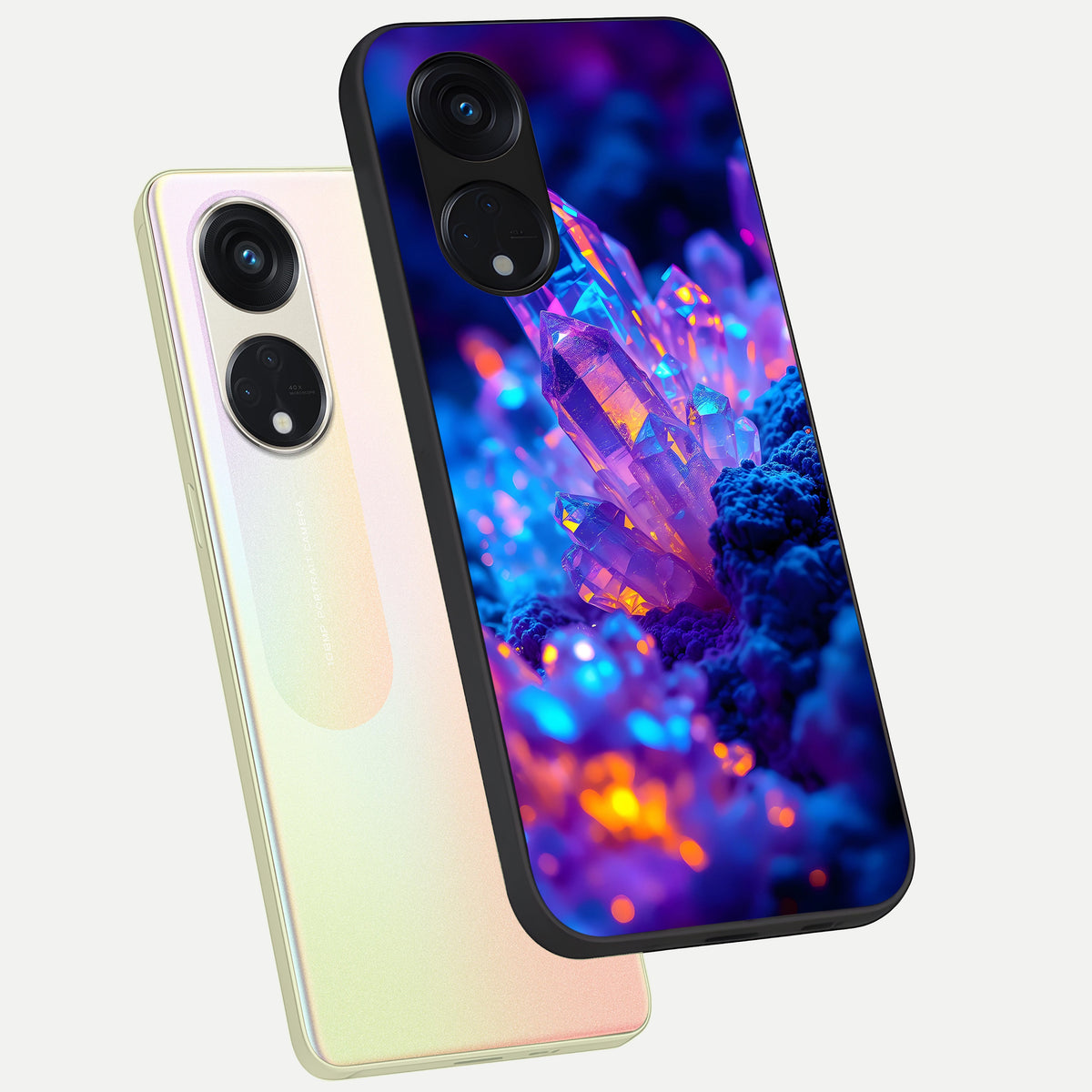  Neon Aura Shards phone case For Oppo Reno 8T 5G showing premium glass back cover with detailed artwork