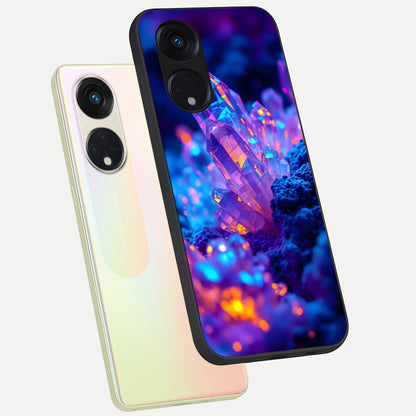  Neon Aura Shards phone case For Oppo Reno 8T 5G showing premium glass back cover with detailed artwork