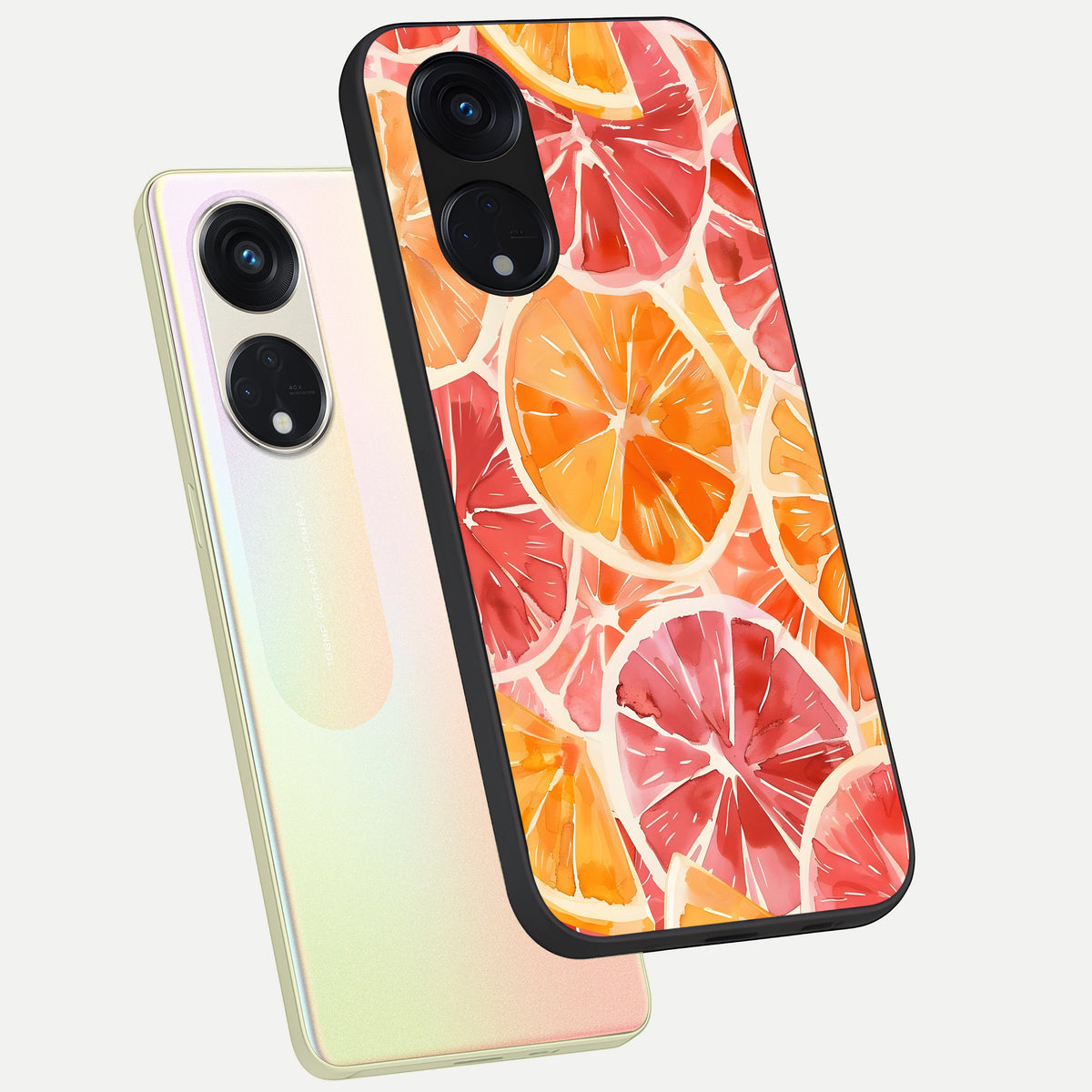  Orange Fruits Pattern phone case For Oppo Reno 8T 5G showing premium glass back cover with detailed artwork
