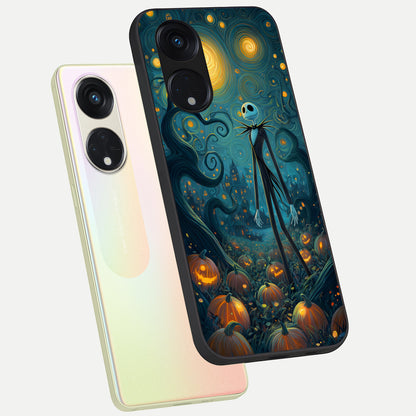  Pumpkin Moonlight Tale phone case For Oppo Reno 8T 5G showing premium glass back cover with detailed artwork