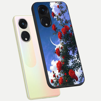  Rose Drift Flowers phone case For Oppo Reno 8T 5G showing premium glass back cover with detailed artwork