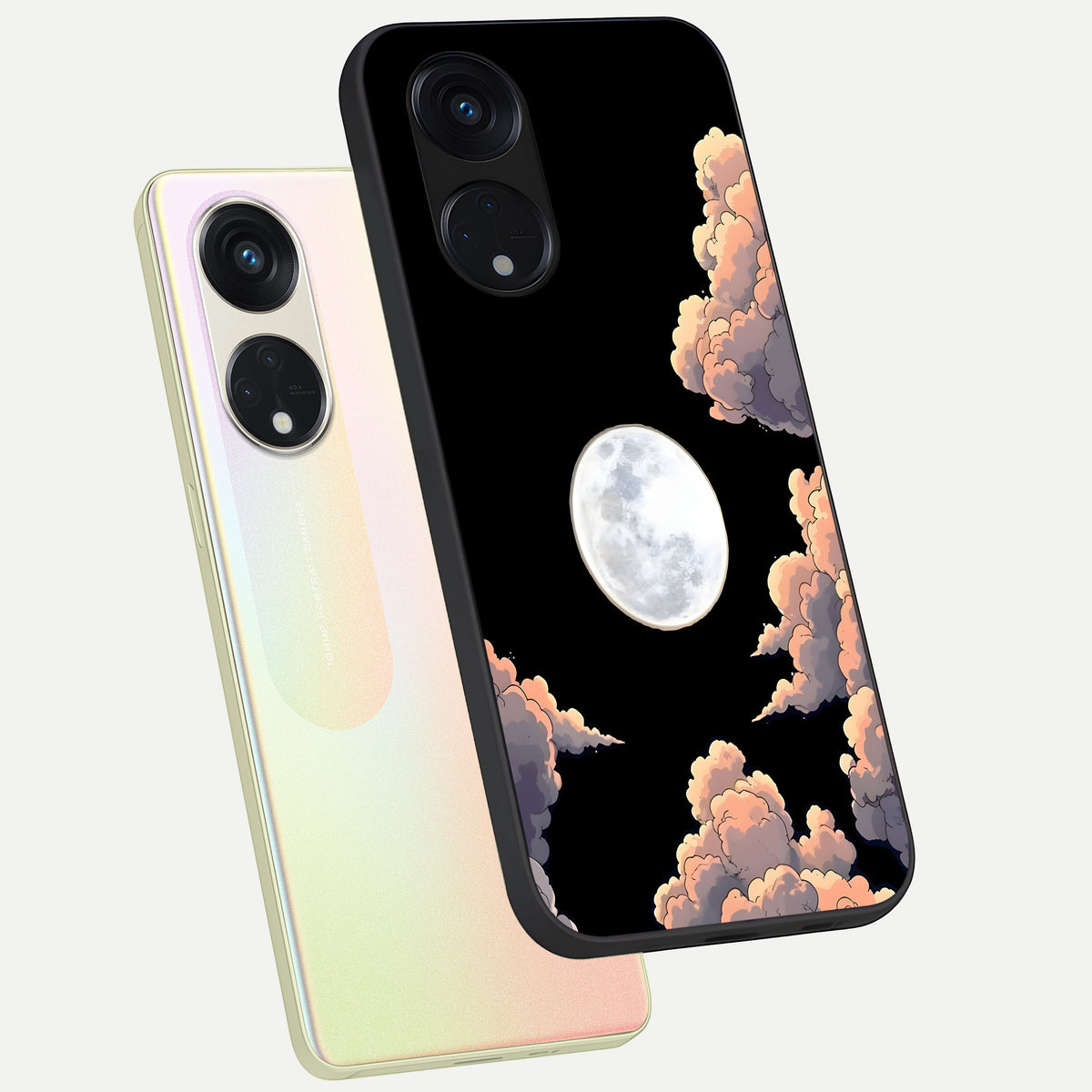  Shade Cloud Moon phone case For Oppo Reno 8T 5G showing premium glass back cover with detailed artwork