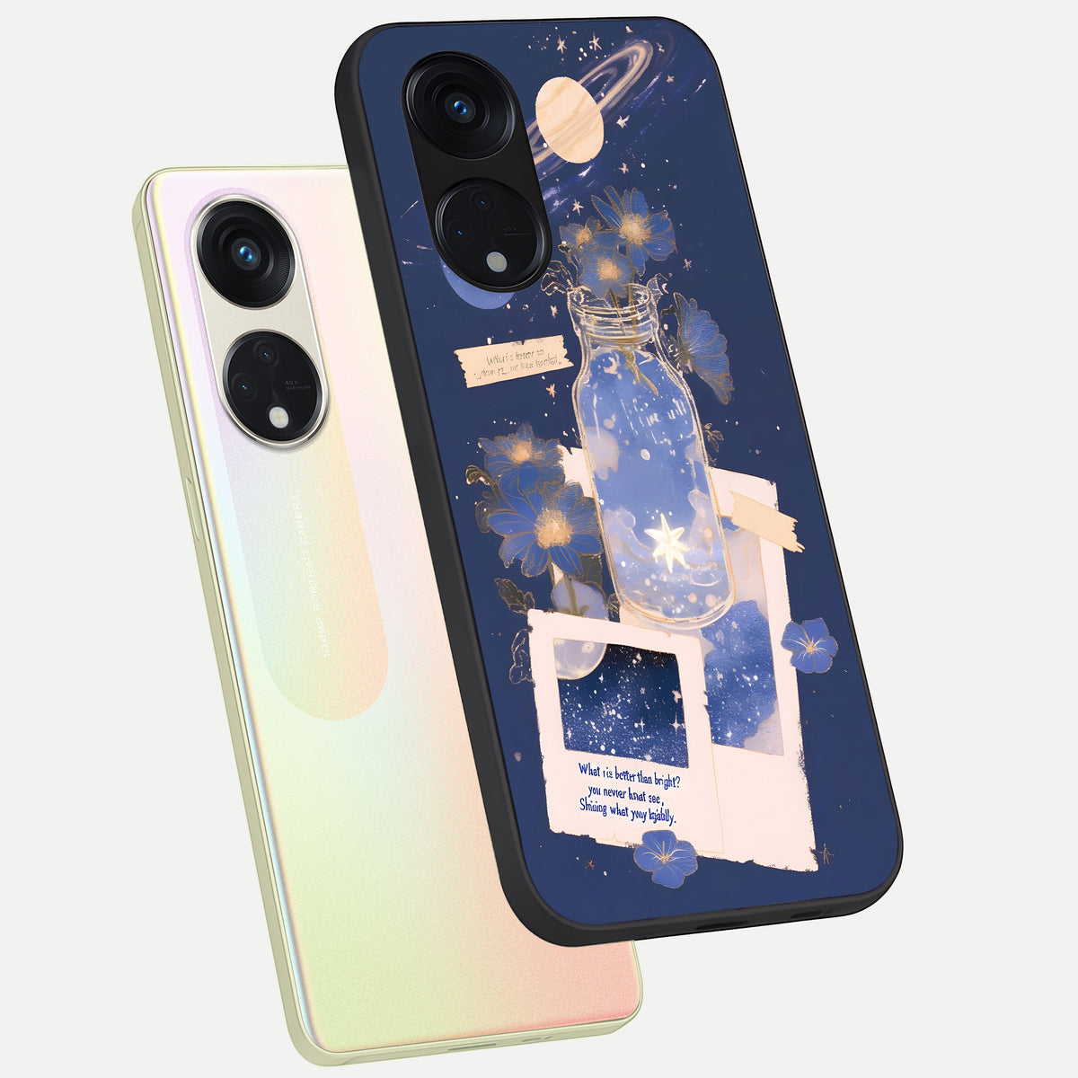  Starlit Cosmic Jar phone case For Oppo Reno 8T 5G showing premium glass back cover with detailed artwork