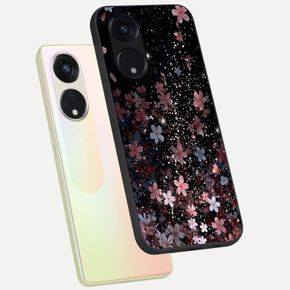  Starlit Flower Dreams phone case For Oppo Reno 8T 5G showing premium glass back cover with detailed artwork