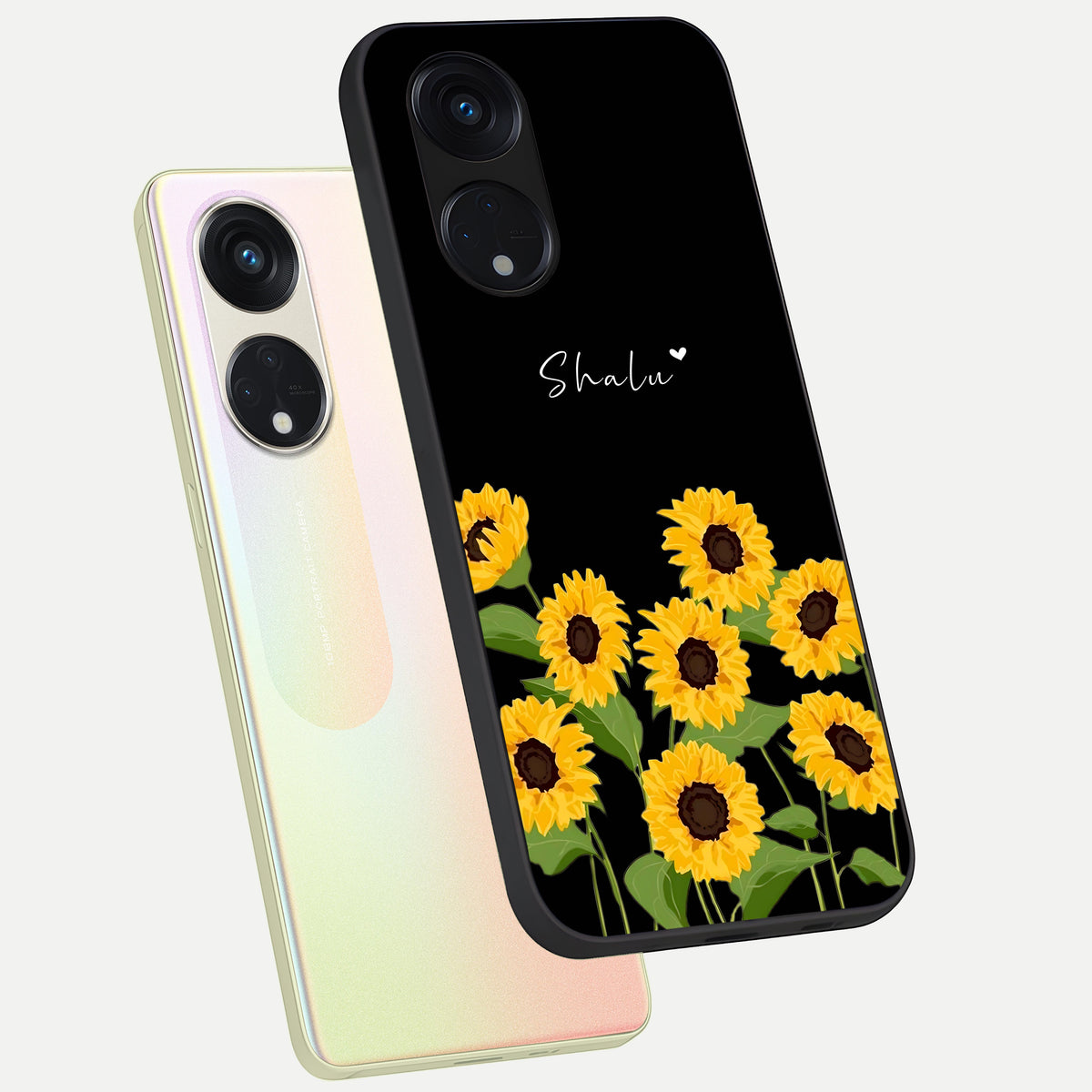  Sunflower Sky Bloom phone case For Oppo Reno 8T 5G showing premium glass back cover with detailed artwork