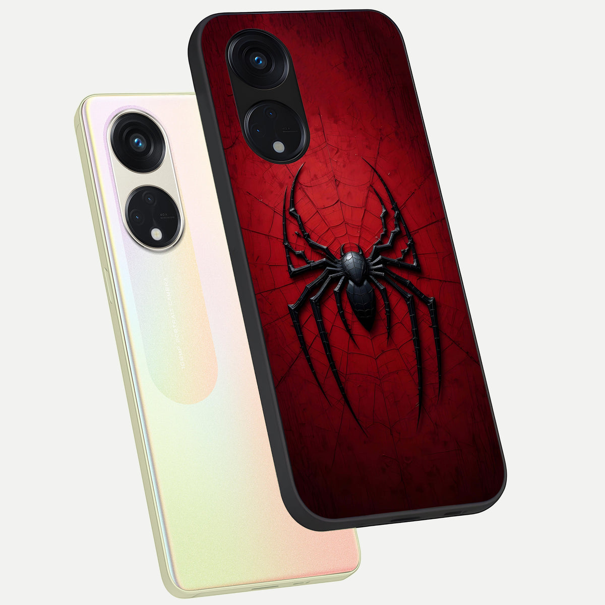  Superhero Web Emblem phone case For Oppo Reno 8T 5G showing premium glass back cover with detailed artwork