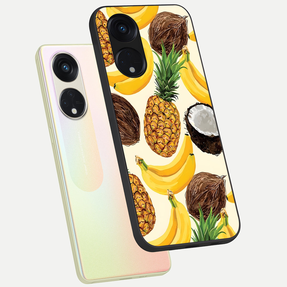  Tropical Fruit Mood phone case For Oppo Reno 8T 5G showing premium glass back cover with detailed artwork