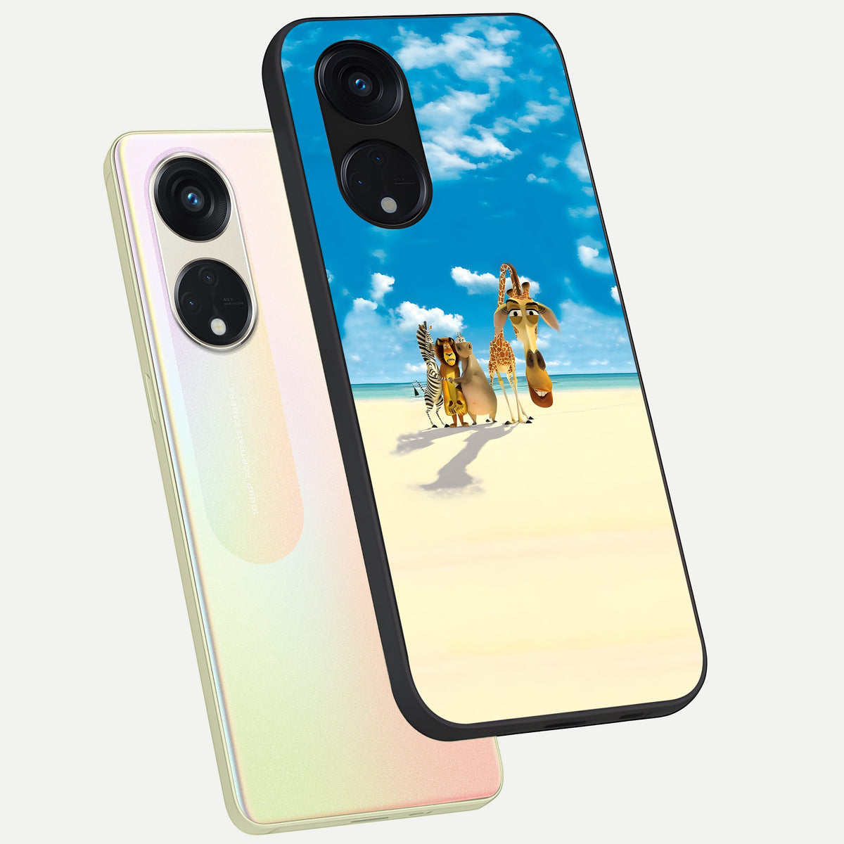  Tropical Fun Squad phone case For Oppo Reno 8T 5G showing premium glass back cover with detailed artwork