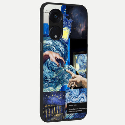  Aesthetic Vando Hands back cover For Oppo Reno 8T 5G slim fit glass case with vibrant aesthetic design