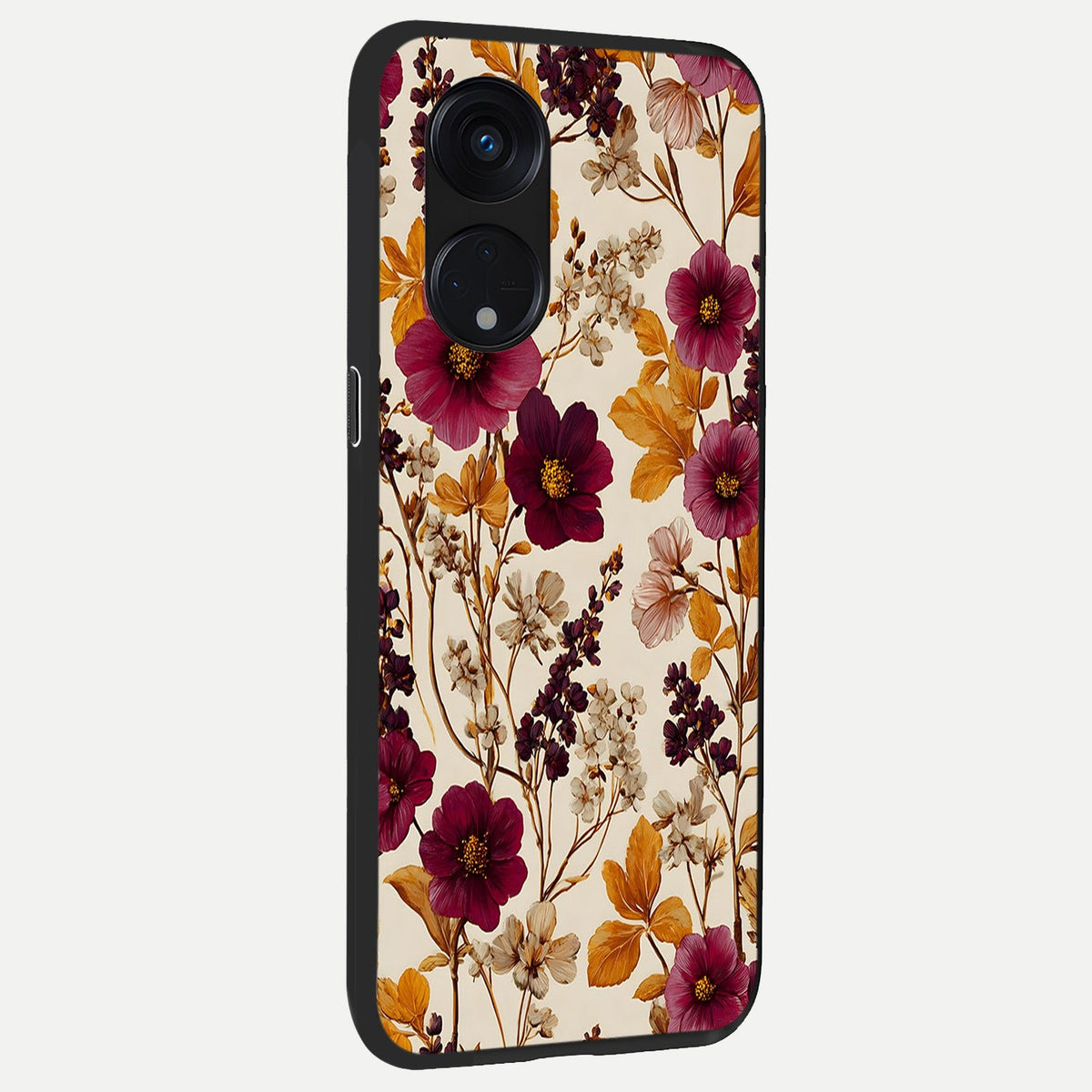 Autumn Wine Bloom back cover For Oppo Reno 8T 5G slim fit glass case with vibrant aesthetic design