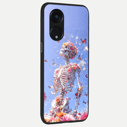  Bloom Beyond Bones back cover For Oppo Reno 8T 5G slim fit glass case with vibrant aesthetic design