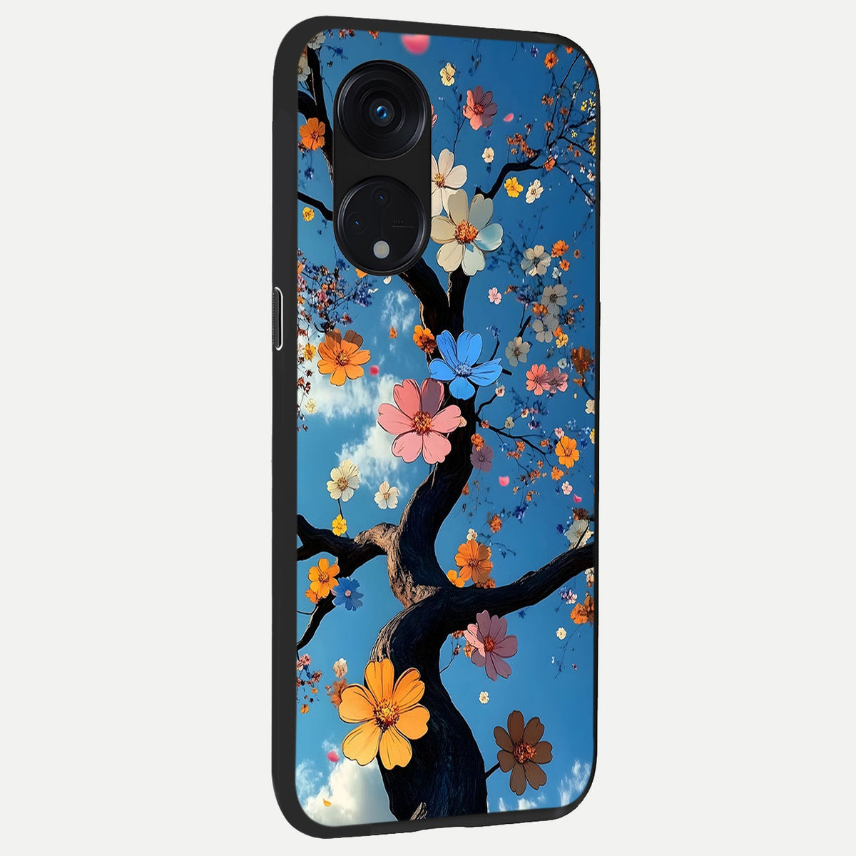  Blossom Dream Sky back cover For Oppo Reno 8T 5G slim fit glass case with vibrant aesthetic design
