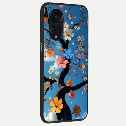 Blossom Dream Sky back cover For Oppo Reno 8T 5G slim fit glass case with vibrant aesthetic design