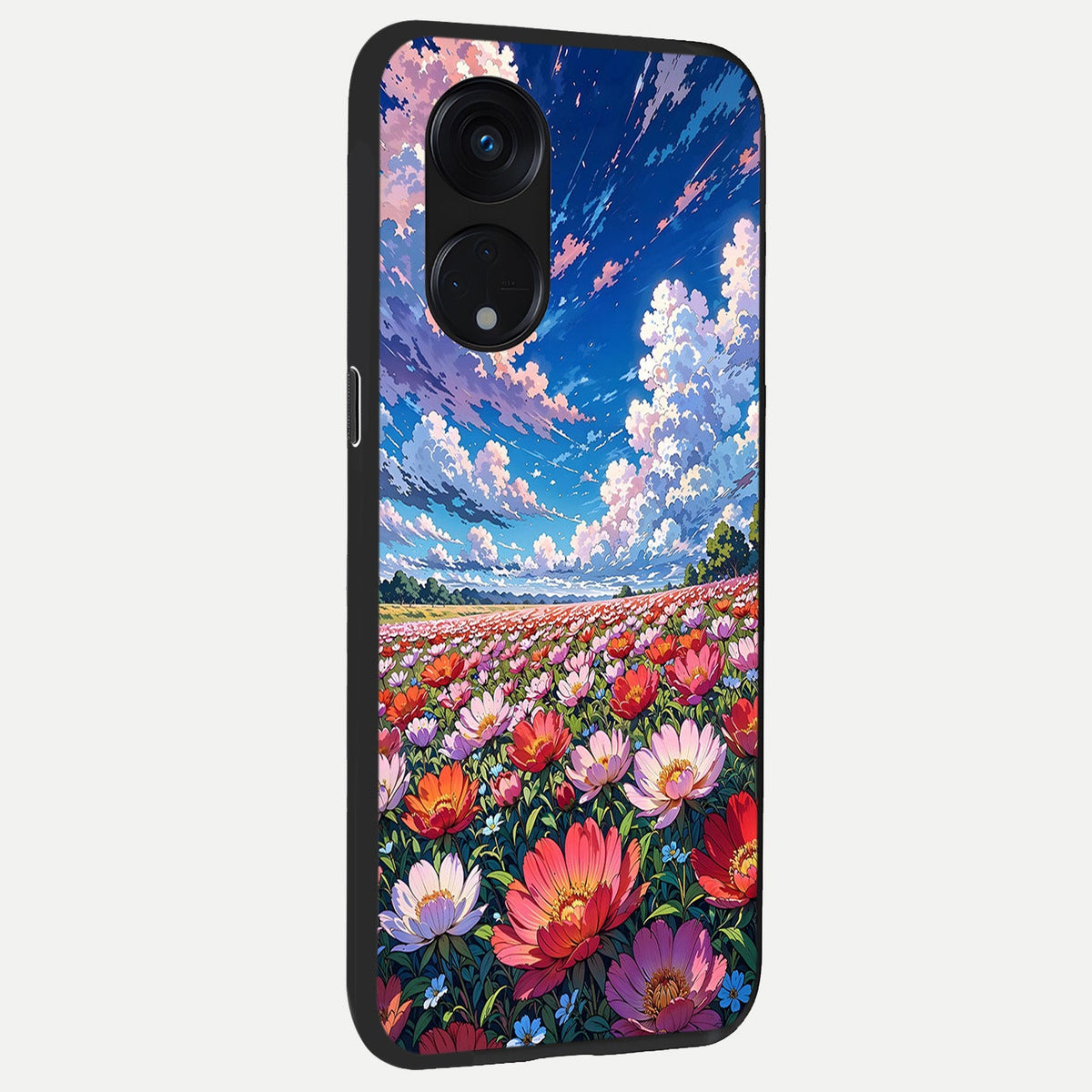  Blossom Sky Field back cover For Oppo Reno 8T 5G slim fit glass case with vibrant aesthetic design