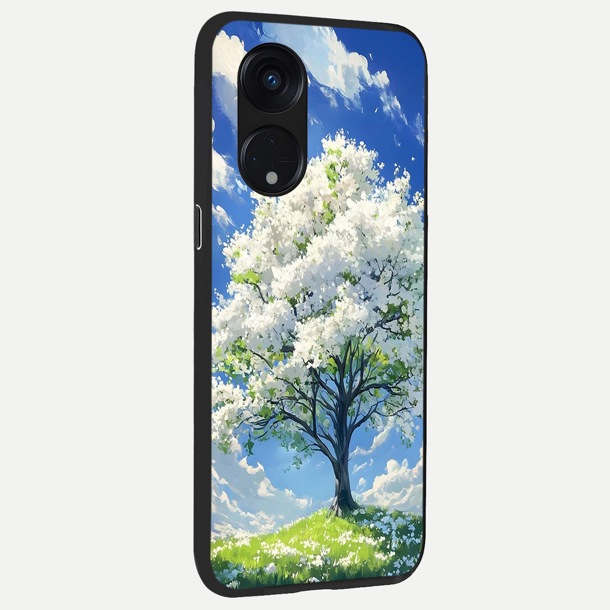  Blossom Sky Serenity back cover For Oppo Reno 8T 5G slim fit glass case with vibrant aesthetic design