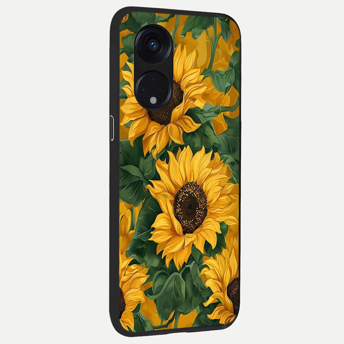  Bright Sunflower Bloom back cover For Oppo Reno 8T 5G slim fit glass case with vibrant aesthetic design