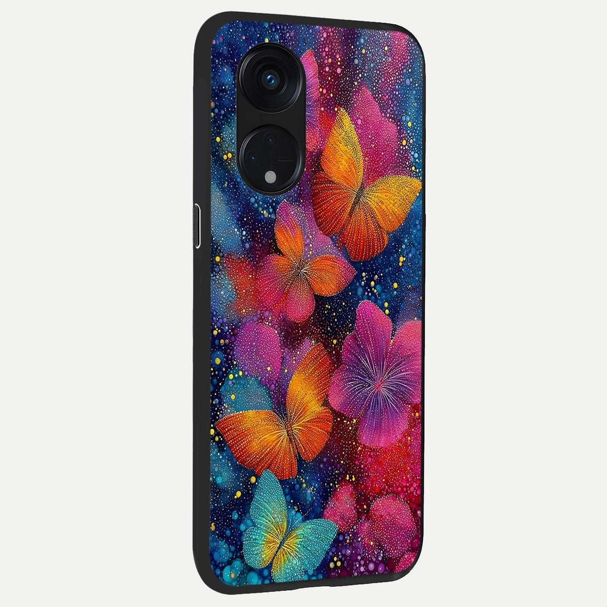  Butterfly Dream Mist back cover For Oppo Reno 8T 5G slim fit glass case with vibrant aesthetic design