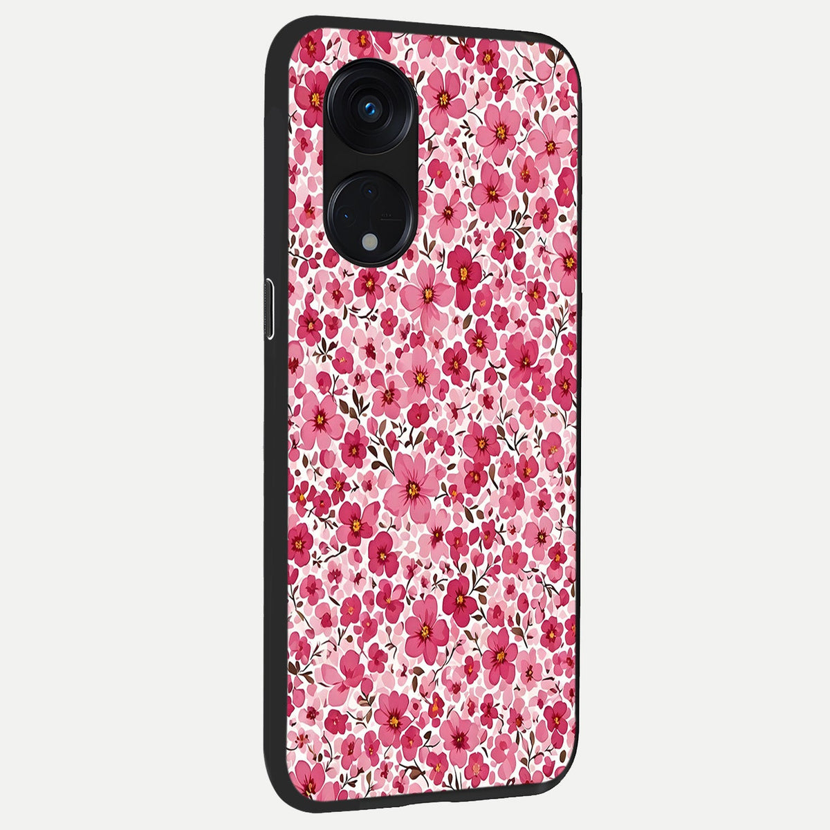  Cherry Blossom Charm back cover For Oppo Reno 8T 5G slim fit glass case with vibrant aesthetic design