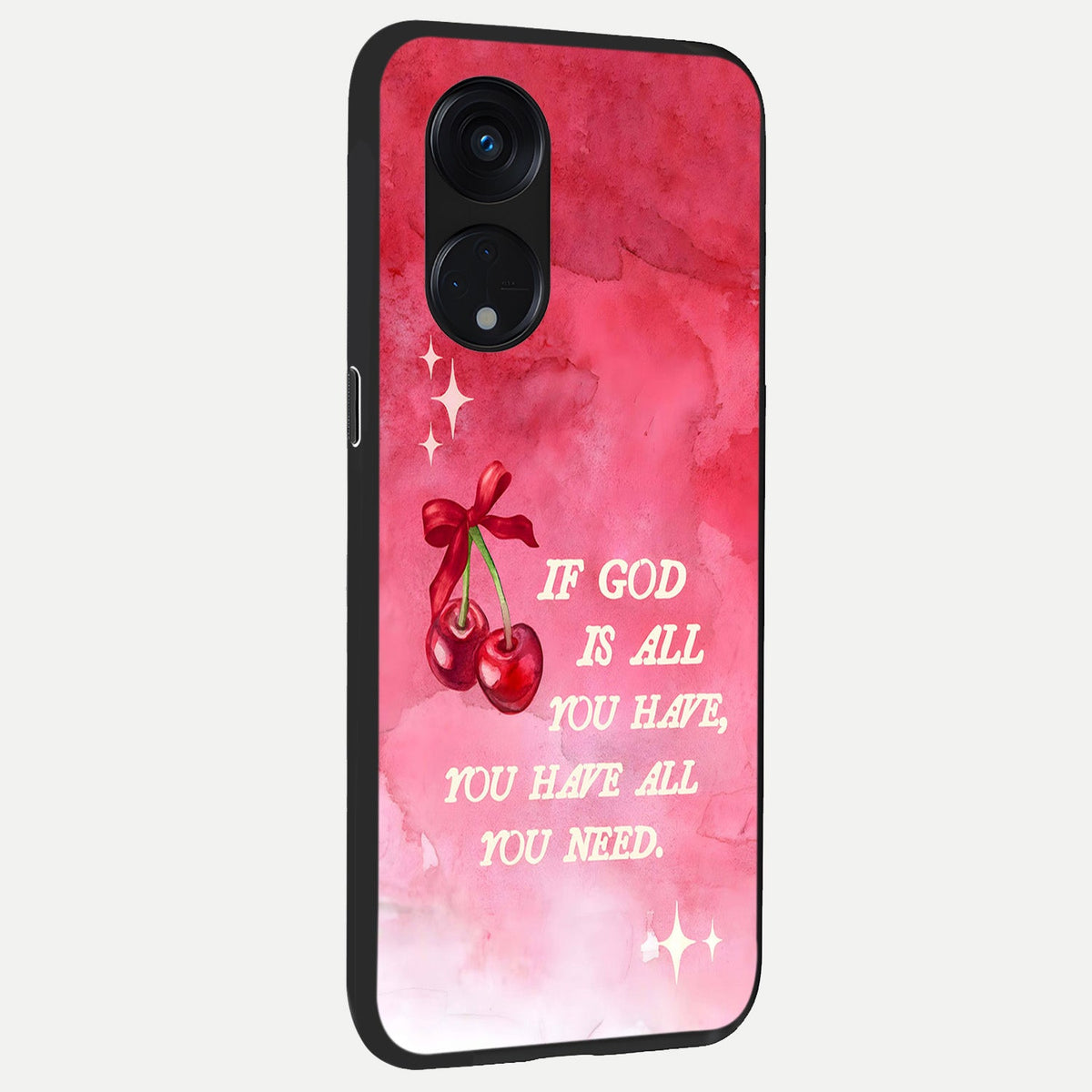  Cherry Quote back cover For Oppo Reno 8T 5G slim fit glass case with vibrant aesthetic design