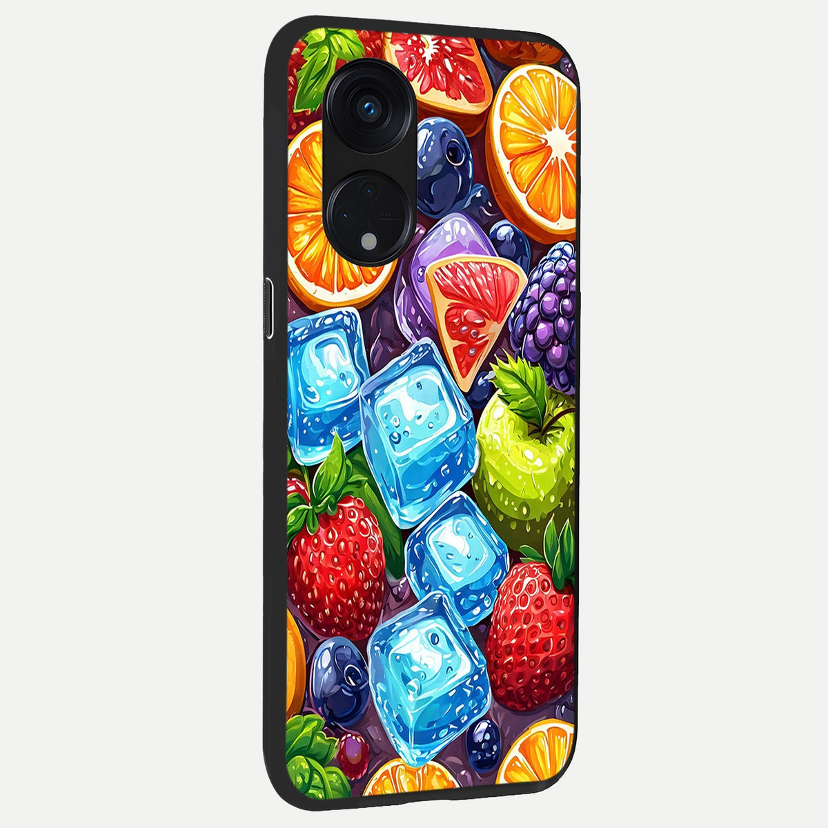  Colorful Fruits with Ice back cover For Oppo Reno 8T 5G slim fit glass case with vibrant aesthetic design