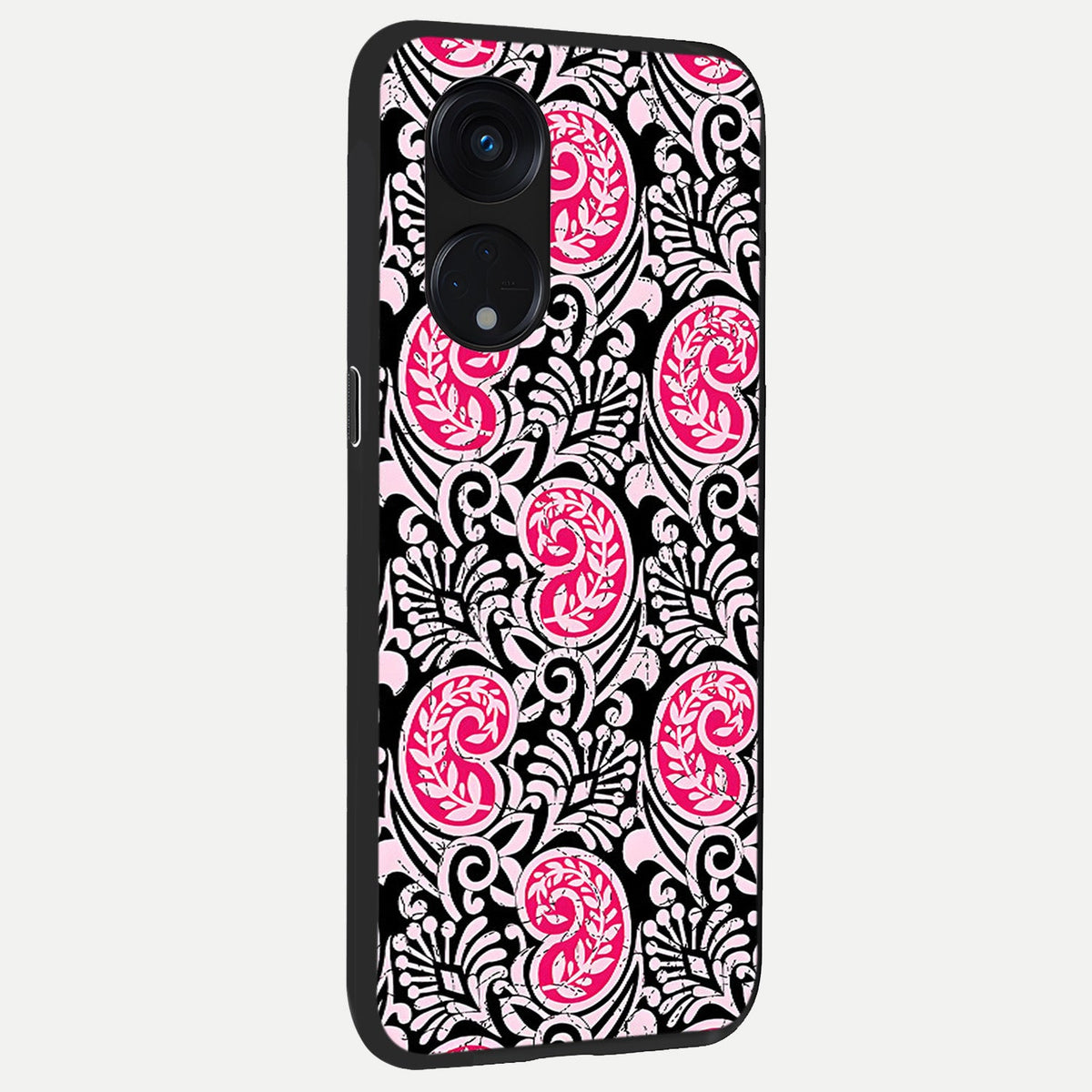  Crimson Paisley Charm back cover For Oppo Reno 8T 5G slim fit glass case with vibrant aesthetic design