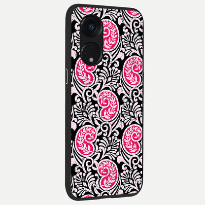  Crimson Paisley Charm back cover For Oppo Reno 8T 5G slim fit glass case with vibrant aesthetic design