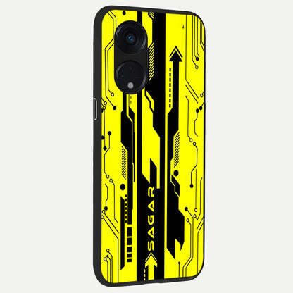  Electric Pulse CYBERPUNK Custom Name back cover For Oppo Reno 8T 5G slim fit glass case with vibrant aesthetic design