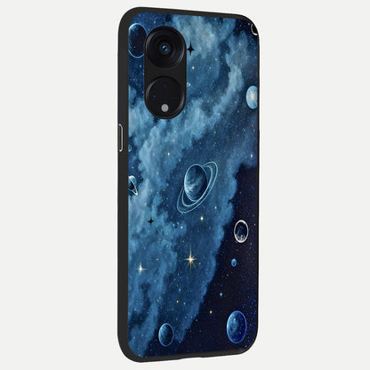  Galaxy Dream Space back cover For Oppo Reno 8T 5G slim fit glass case with vibrant aesthetic design