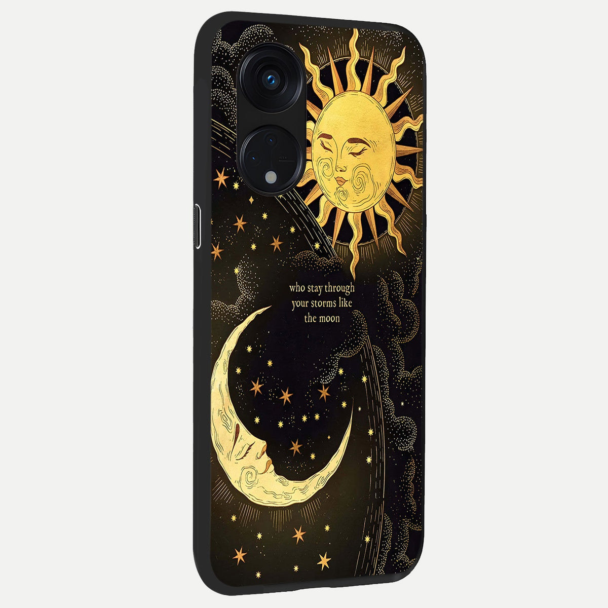  Golden Lunar Love back cover For Oppo Reno 8T 5G slim fit glass case with vibrant aesthetic design