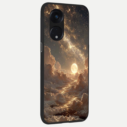  Golden Sky Dream back cover For Oppo Reno 8T 5G slim fit glass case with vibrant aesthetic design