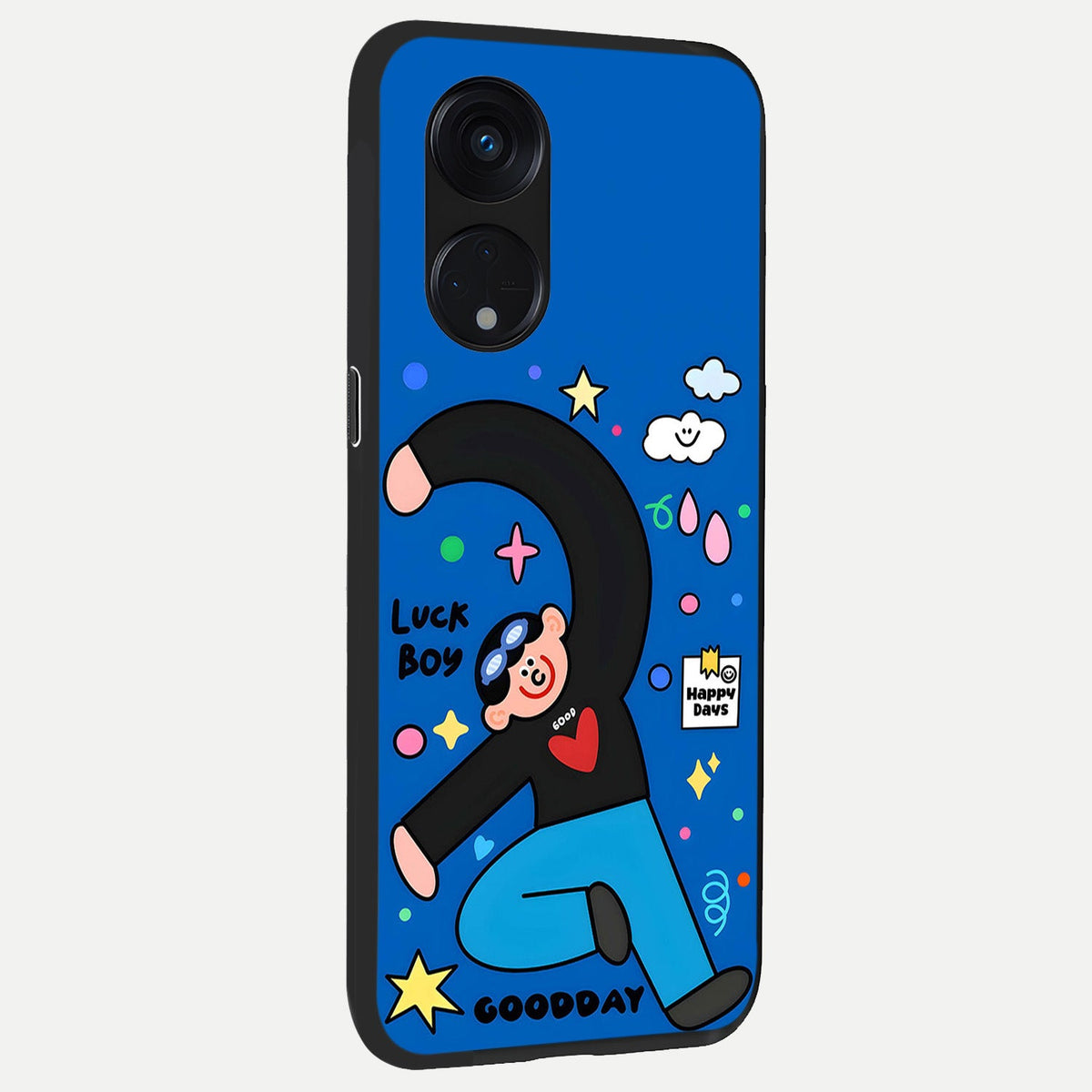  Happy Luck Vibe back cover For Oppo Reno 8T 5G slim fit glass case with vibrant aesthetic design