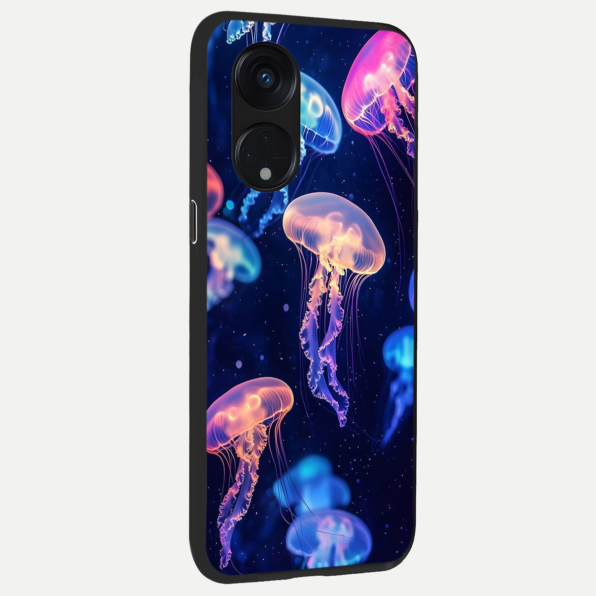  Jellyfish Pattern back cover For Oppo Reno 8T 5G slim fit glass case with vibrant aesthetic design