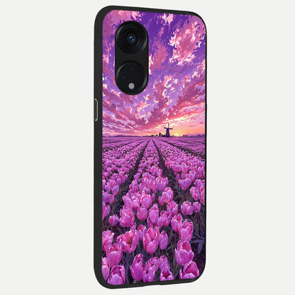  Lavender Dream Skies back cover For Oppo Reno 8T 5G slim fit glass case with vibrant aesthetic design