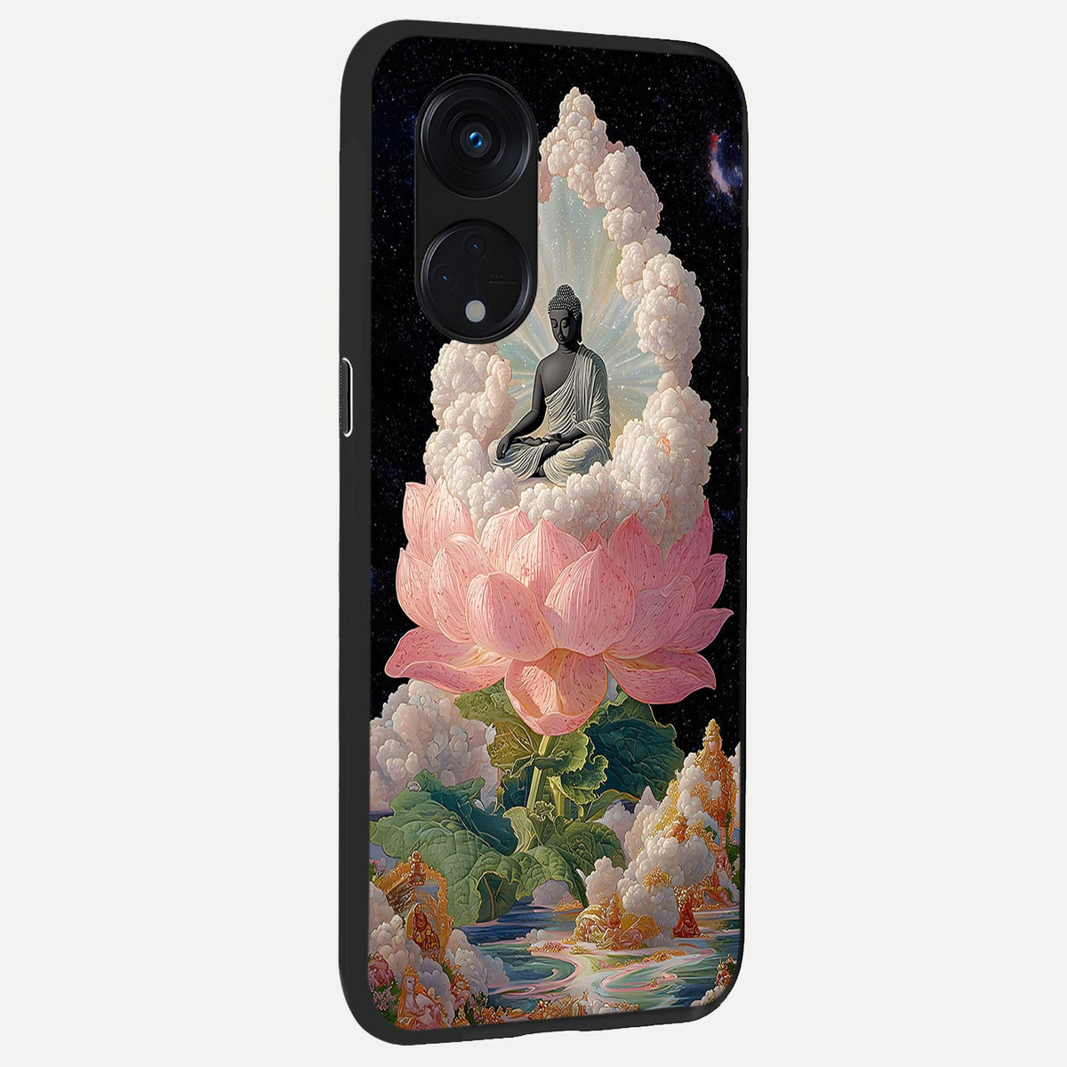  Lotus Divine Peace back cover For Oppo Reno 8T 5G slim fit glass case with vibrant aesthetic design