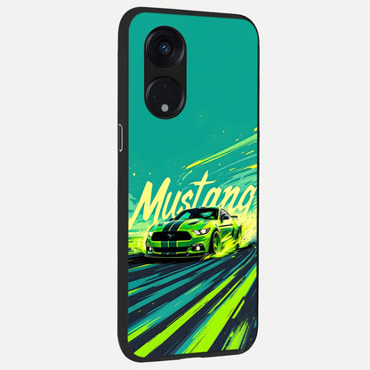 Mustang Bang back cover For Oppo Reno 8T 5G slim fit glass case with vibrant aesthetic design