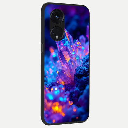  Neon Aura Shards back cover For Oppo Reno 8T 5G slim fit glass case with vibrant aesthetic design
