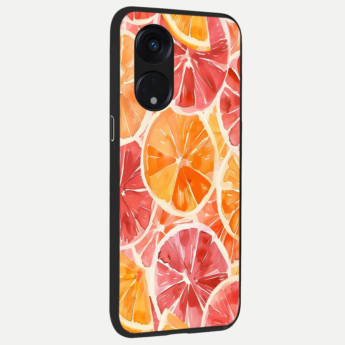  Orange Fruits Pattern back cover For Oppo Reno 8T 5G slim fit glass case with vibrant aesthetic design