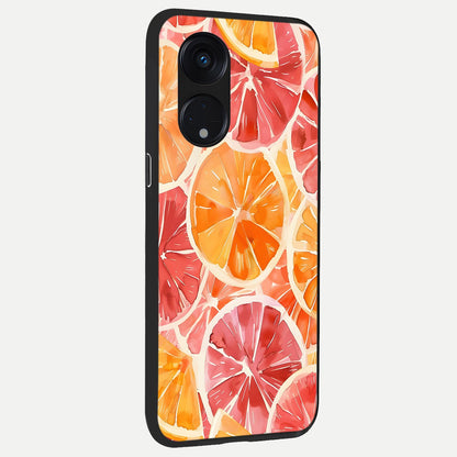  Orange Fruits Pattern back cover For Oppo Reno 8T 5G slim fit glass case with vibrant aesthetic design