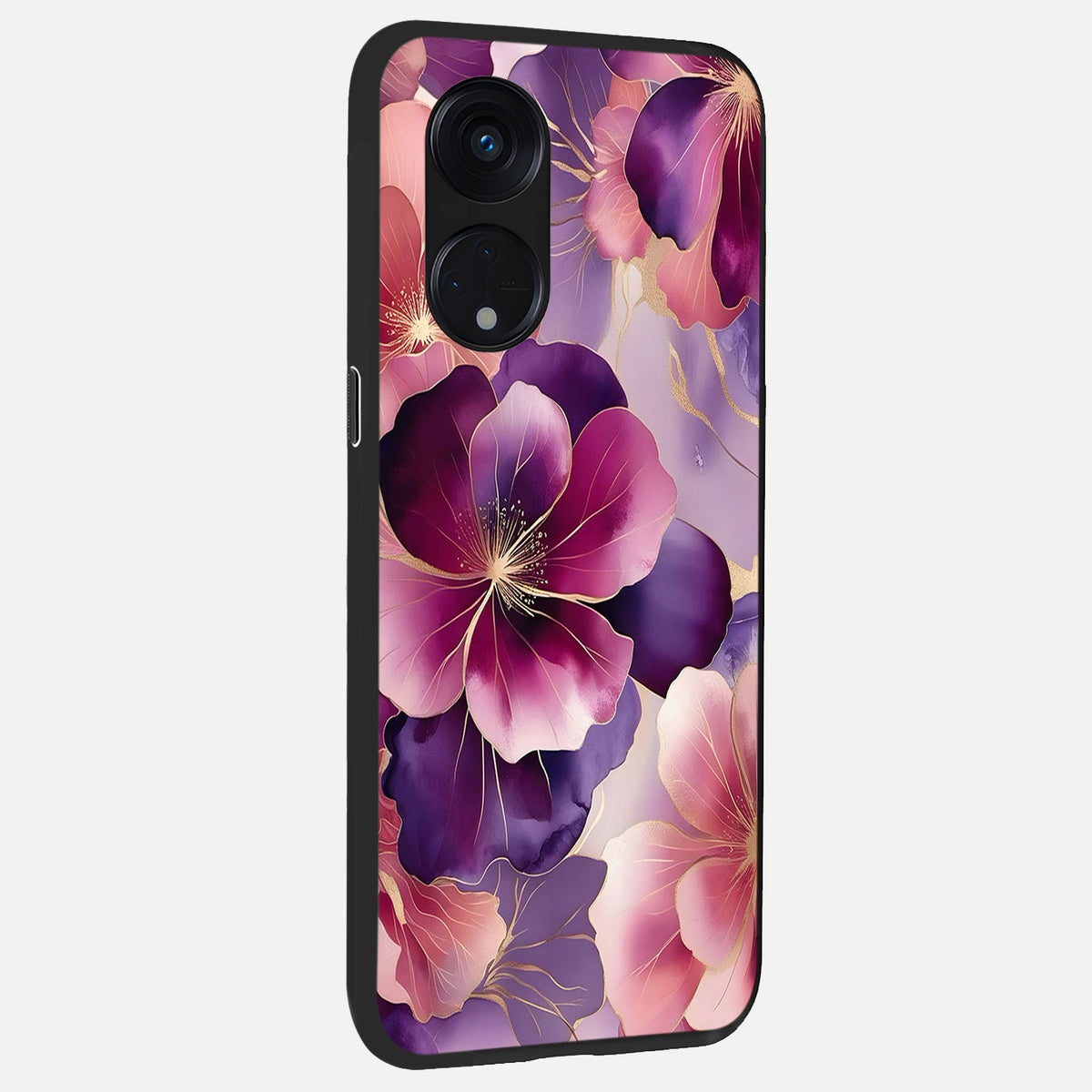  Pink Bouquet Florals back cover For Oppo Reno 8T 5G slim fit glass case with vibrant aesthetic design