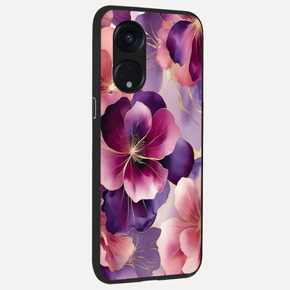  Pink Bouquet Florals back cover For Oppo Reno 8T 5G slim fit glass case with vibrant aesthetic design