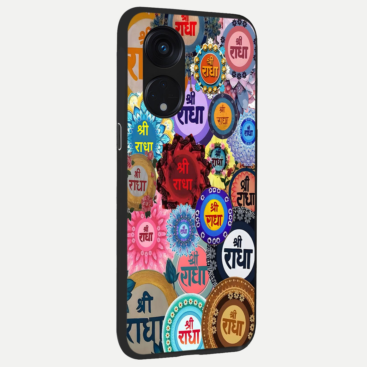  Radha Divine Bloom back cover For Oppo Reno 8T 5G slim fit glass case with vibrant aesthetic design