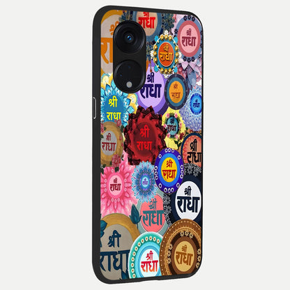  Radha Divine Bloom back cover For Oppo Reno 8T 5G slim fit glass case with vibrant aesthetic design