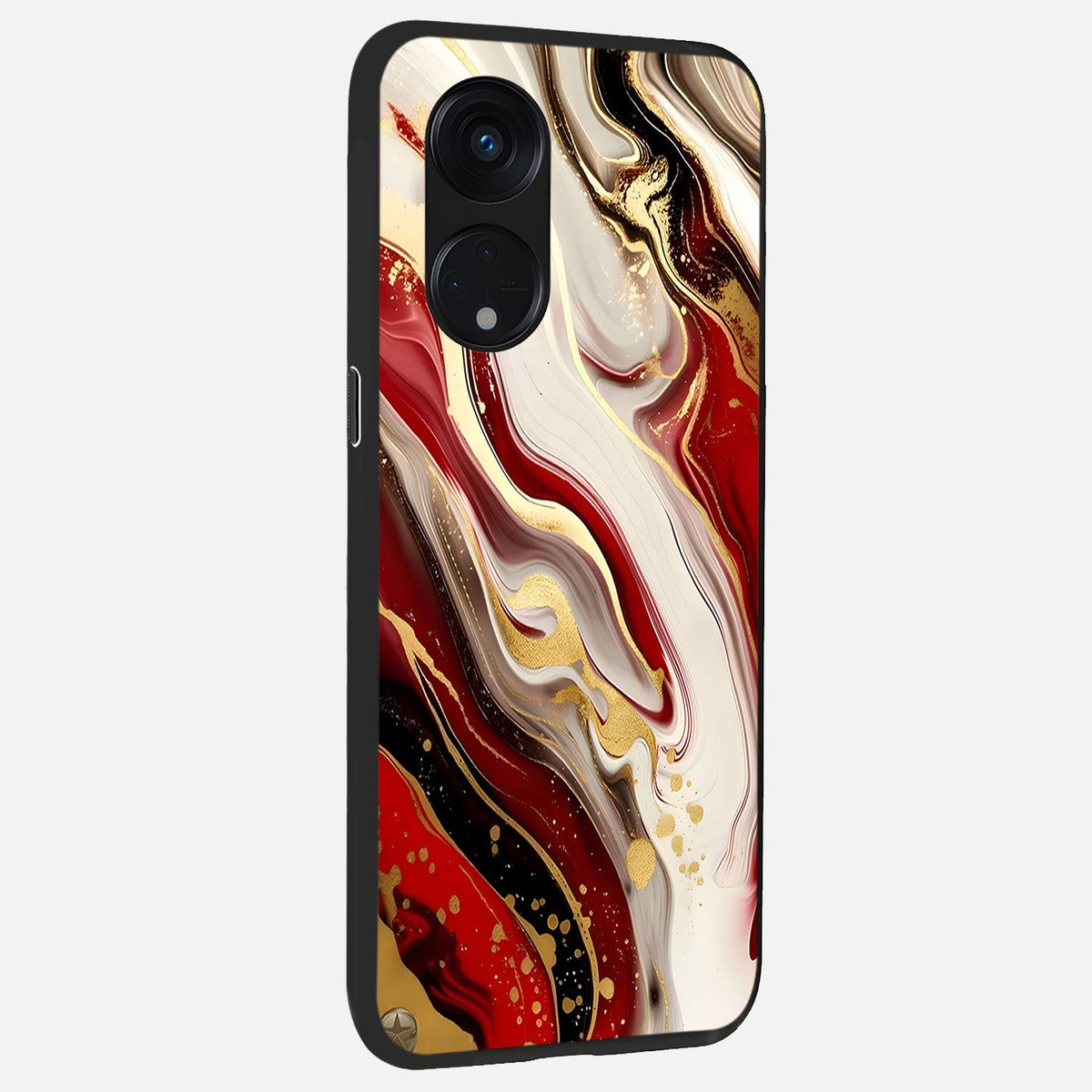  Red And White Marble back cover For Oppo Reno 8T 5G slim fit glass case with vibrant aesthetic design