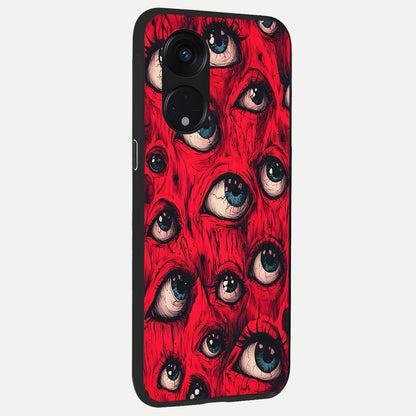  Red Eyes Pattern back cover For Oppo Reno 8T 5G slim fit glass case with vibrant aesthetic design