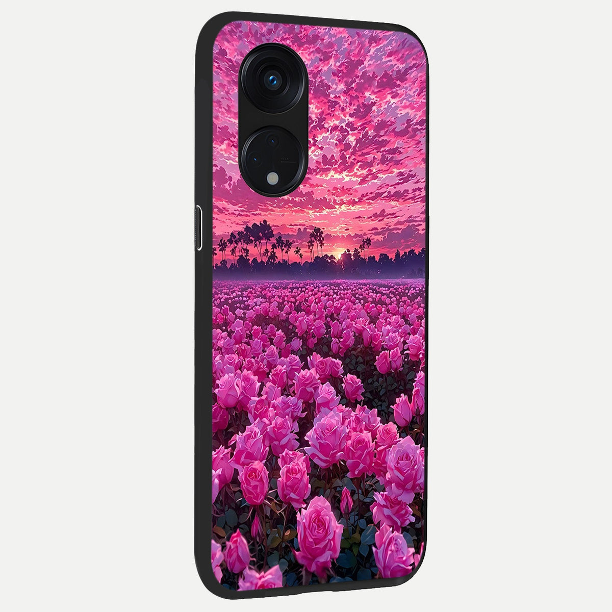  Rose Sunset Valley back cover For Oppo Reno 8T 5G slim fit glass case with vibrant aesthetic design